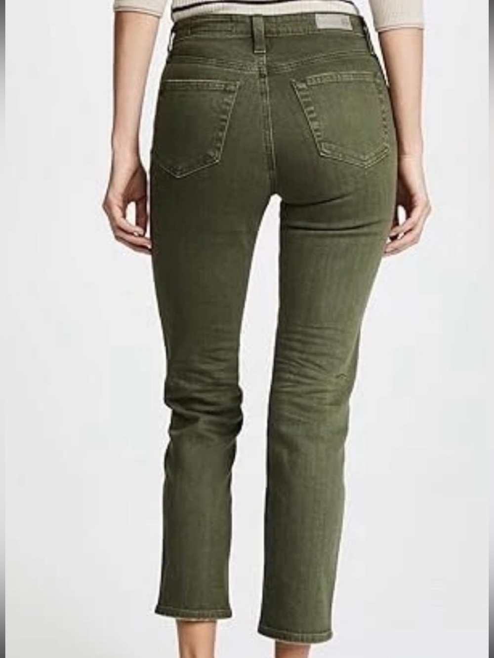 AG-ED Denim Adriano Goldschmied The Isabelle High Rise Straight Crop Green AG 32